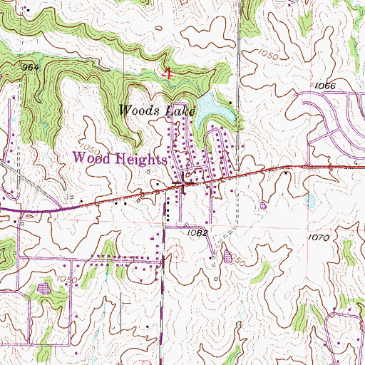 Topographic Map of Wood Heights, MO