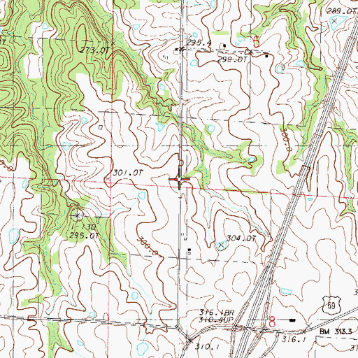 Topographic Map of Wood School (historical), MO