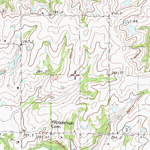 Topographic Map of Wooderson School (historical), MO