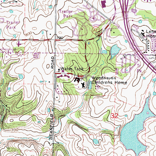 Topographic Map of Woodhaven Childrens Home, MO