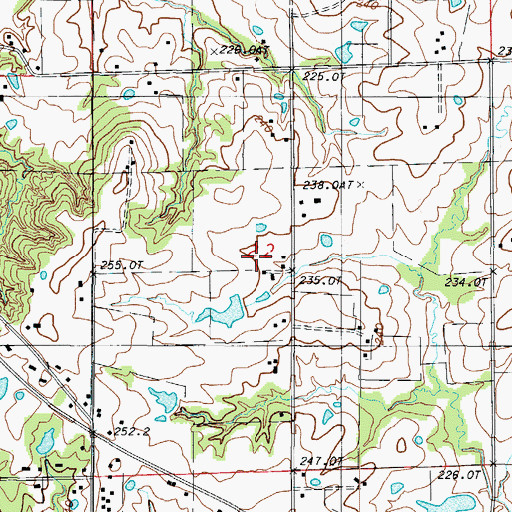 Topographic Map of Woodland School, MO