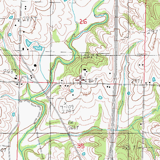 Topographic Map of Woodland School (historical), MO