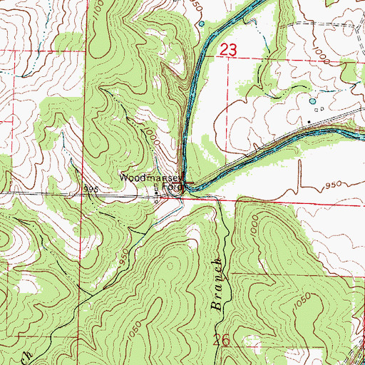 Topographic Map of Woodmansey Ford, MO