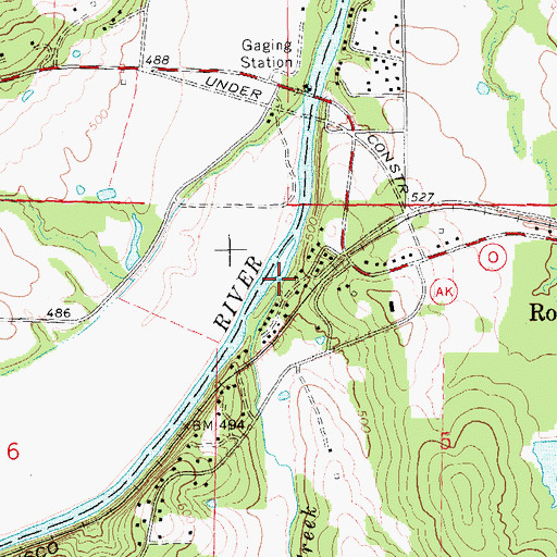 Topographic Map of Woods Creek, MO