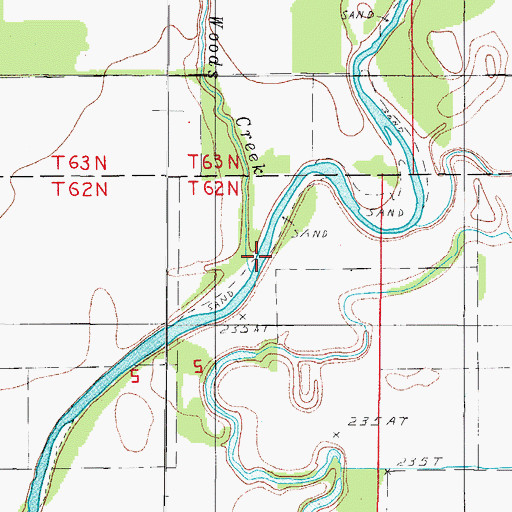 Topographic Map of Woods Creek, MO