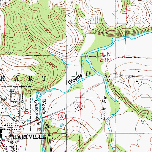 Topographic Map of Woods Fork Gasconade River, MO