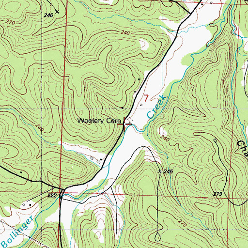 Topographic Map of Woolery Cemetery, MO