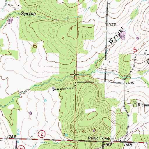 Topographic Map of Wright Branch, MO