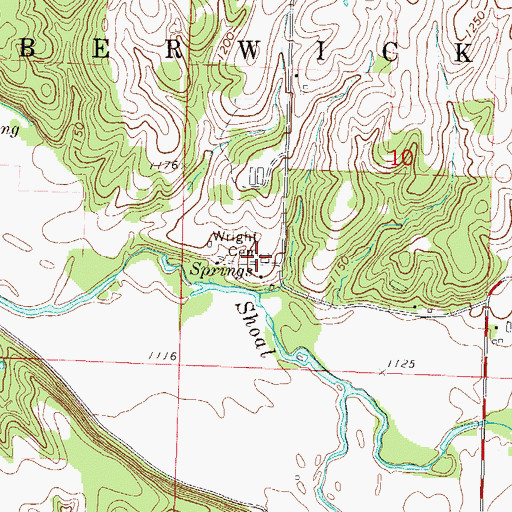 Topographic Map of Wright Cemetery, MO