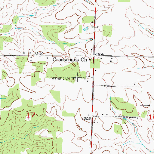 Topographic Map of Wright Cemetery, MO
