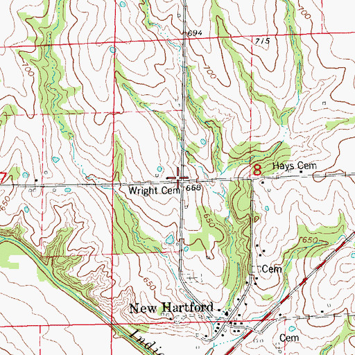Topographic Map of Wright Cemetery, MO