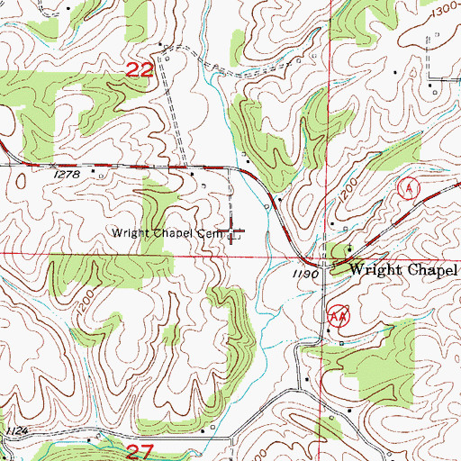 Topographic Map of Wright Chapel Cemetery, MO