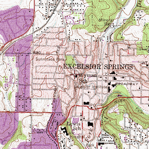 Topographic Map of Wyman School, MO