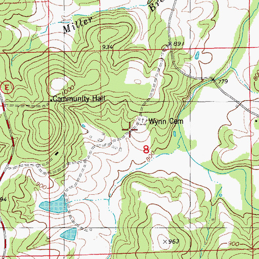 Topographic Map of Wynn Church (historical), MO