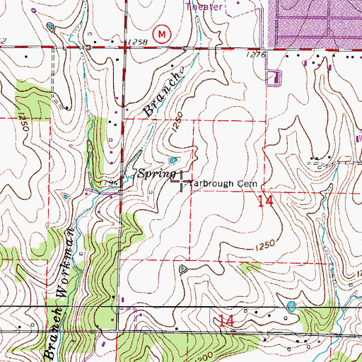 Topographic Map of Yarbrough Cemetery, MO