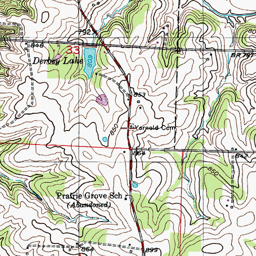 Topographic Map of Yarnold Cemetery, MO
