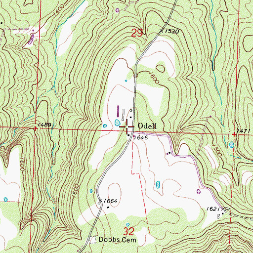 Topographic Map of Odell, AR