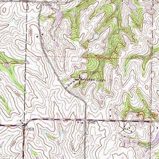 Topographic Map of Yates Cemetery, MO