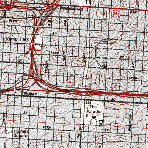 Topographic Map of Yates School, MO