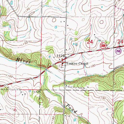 Topographic Map of Yeakley Chapel, MO