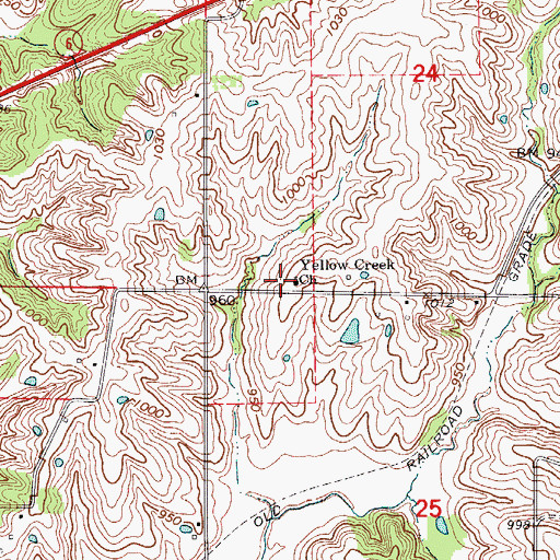 Topographic Map of Yellow Creek Church, MO