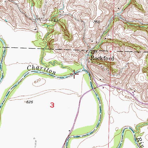 Topographic Map of Young Creek, MO