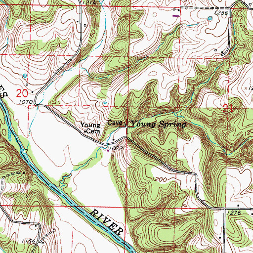 Topographic Map of Young Spring, MO