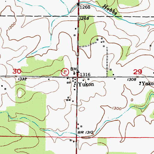 Topographic Map of Yukon, MO