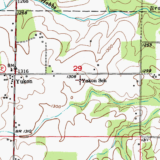 Topographic Map of Yukon School, MO