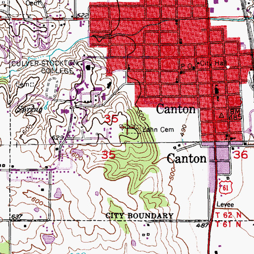 Topographic Map of Zahn Cemetery, MO