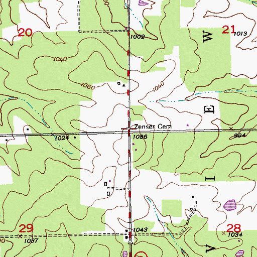 Topographic Map of Zenser Cemetery, MO