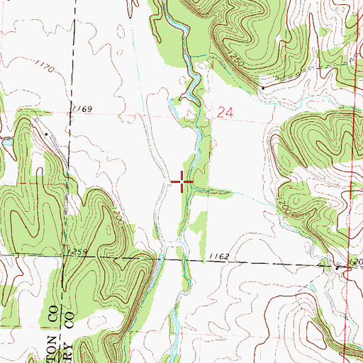 Topographic Map of Zerbert Branch, MO