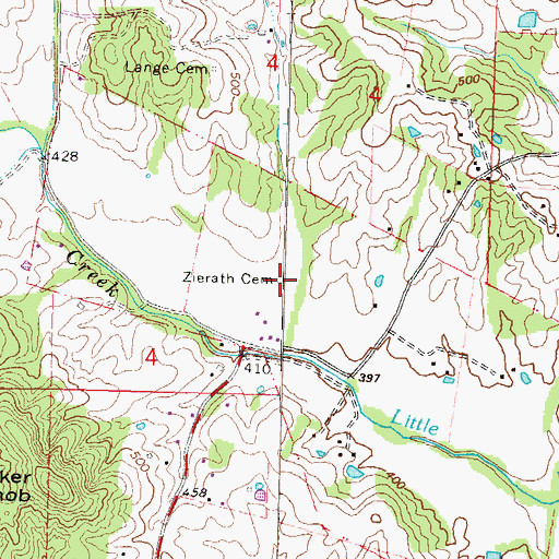 Topographic Map of Zierath Cemetery, MO