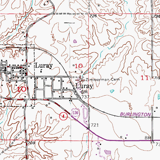 Topographic Map of Zimmerman Cemetery, MO