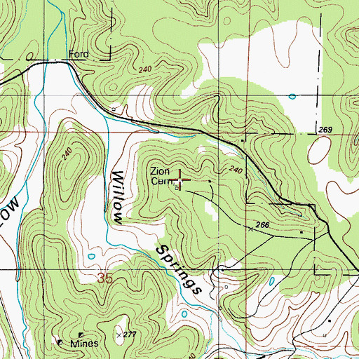 Topographic Map of Zion Cemetery, MO