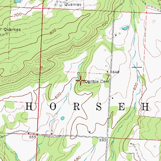 Topographic Map of Ogilbie Cemetery, AR