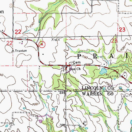 Topographic Map of Zion Church, MO