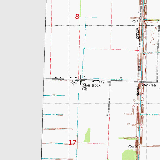 Topographic Map of Zion Rock Church, MO