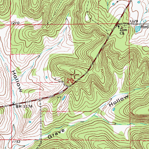 Topographic Map of Zion School (historical), MO