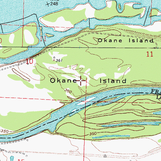 Topographic Map of Okane Island, AR