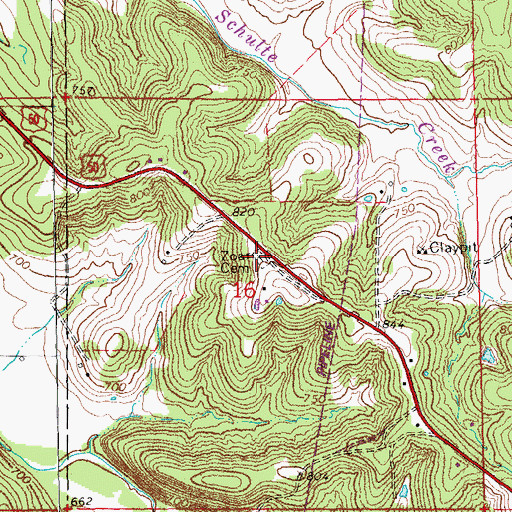 Topographic Map of Zoar Cemetery, MO