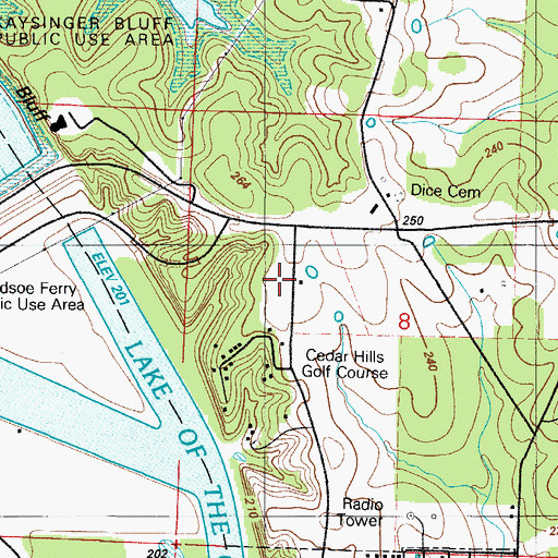 Topographic Map of Harry S Truman Dam, MO
