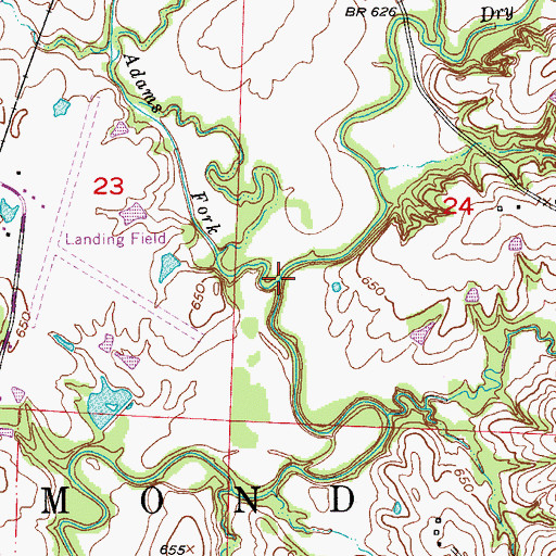 Topographic Map of Adams Fork, MO