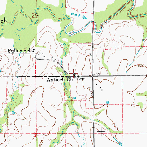Topographic Map of Antioch Church, MO
