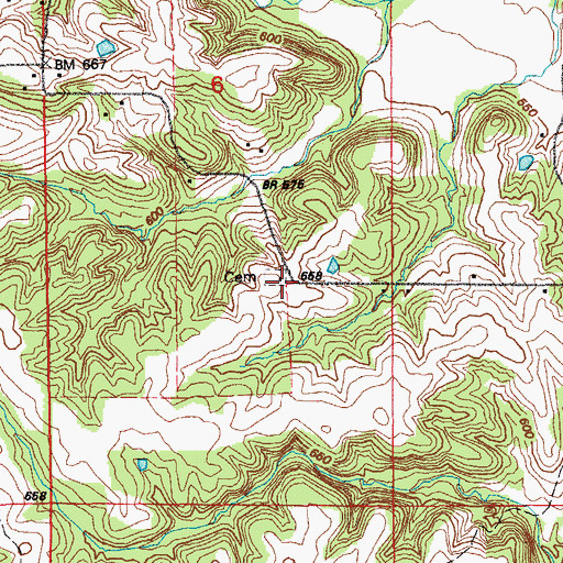 Topographic Map of Ariel Church, MO