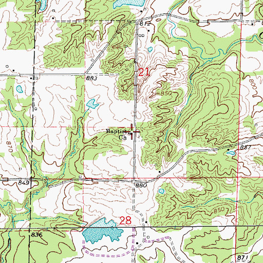 Topographic Map of Baptist Church, MO