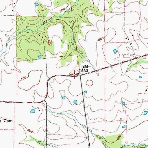 Topographic Map of Bethel Church, MO
