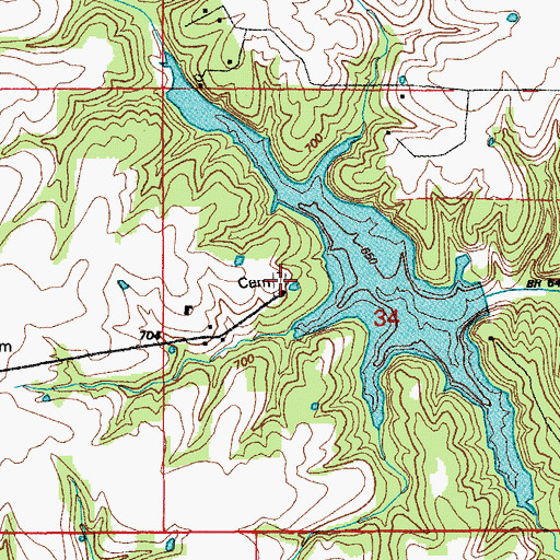 Topographic Map of Bethlehem Church, MO