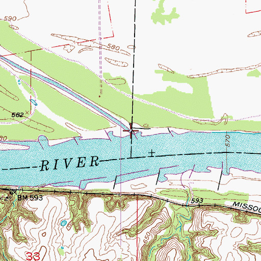 Topographic Map of Bonne Femme Creek, MO