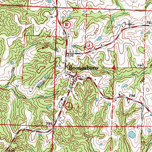 Topographic Map of Boonesboro, MO